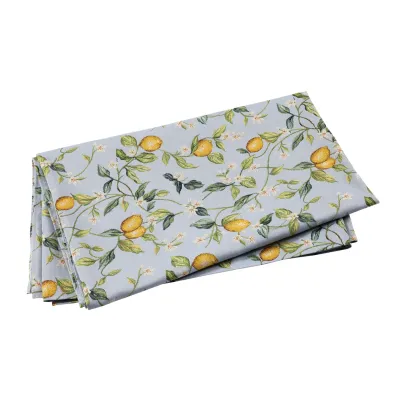 Tavola Lemons with White Flowers Tablecloth 102"L, 63"W