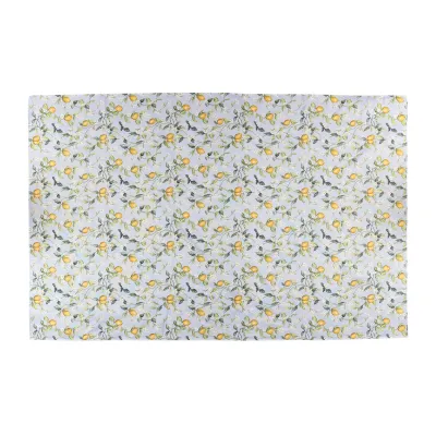 Tavola Lemons with White Flowers Tablecloth 102"L, 63"W