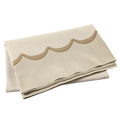 Tavola Natural Scalloped Tablecloth 102"L, 63"W