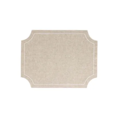 Tessuti Natural Rectangular Placemats with White Stitching - Set of 4 18.75"L, 14"W