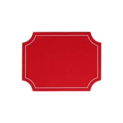 Tessuti Red Rectangular Placemats with White Stitching - Set of 4 18.75"L, 14"W
