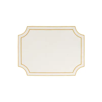 Tessuti White Rectangular Placemats with Gold Stitching - Set of 4 18.75"L, 14"W