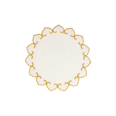 Tessuti White Round Placemats with Gold Stitching - Set of 4 15.5"D