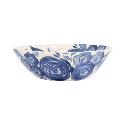 Blue Camellia Shallow Serving Bowl 11.25"D, 3.5"H