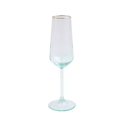 Rainbow Green Champagne Flute 9"H, 6 oz