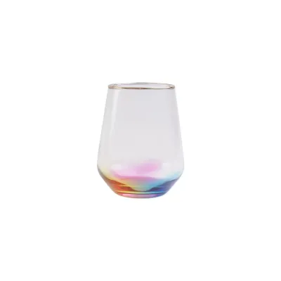 Rainbow Stemless Wine Glass 4.25"H, 14 oz