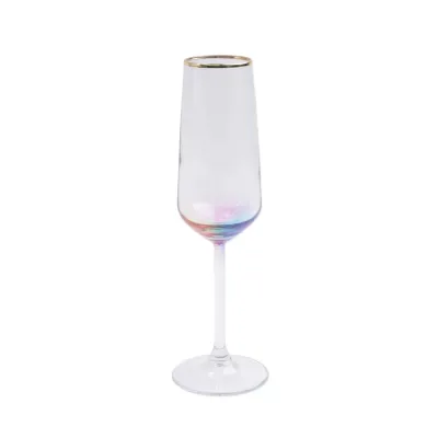 Rainbow Champagne Flute 9"H, 6 oz