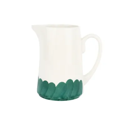 Lisbon Green Brushstroke Pitcher 8.25"H, 7 Cups