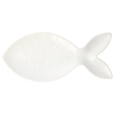 Santorini Large White Figural Fish Platter 19"L, 8.5"W