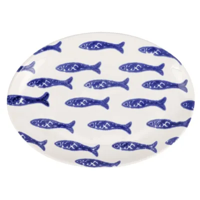 Santorini Fish Small Oval Platter 14"L, 10"W