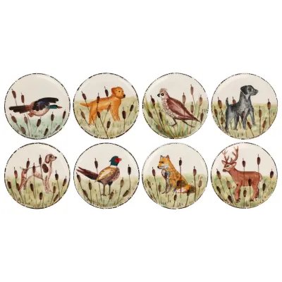 Wildlife Assorted Canape Plates - Set of 8 6.75"D