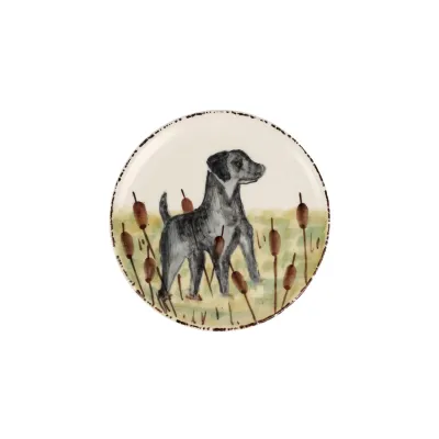 Wildlife Black Hunting Dog Canape Plate 6.75"D