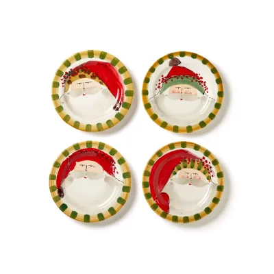 Old St. Nick Assorted Round Salad Plates - Set of 4 8.5"D