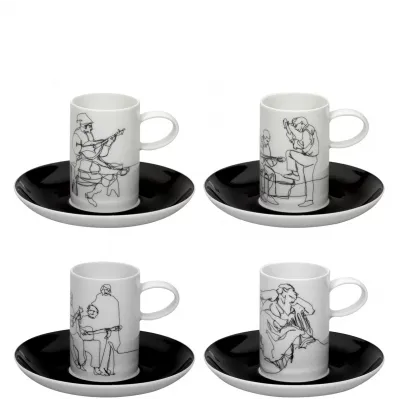 Fado Set of Four Espresso Cups And Saucers
