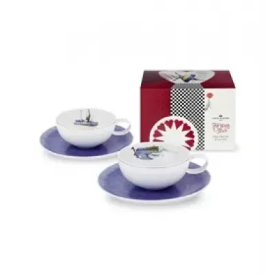 Tea With Alice Set 2 Tea Cup & Saucer + Tea Bag (Gift Box) 7.4 H x 7.4 L x 7.4 W in