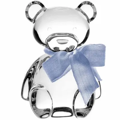 Teddy Bear Case With Sculpture Blue Lace 3.9 H x 1.9 W in