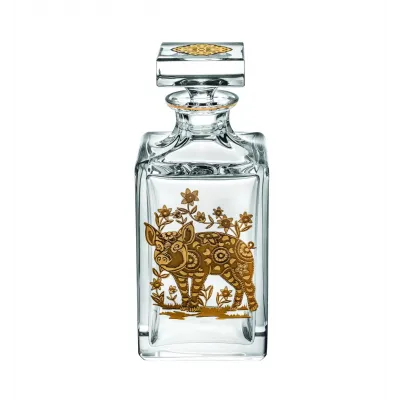 Golden Whisky Decanter With Gold Pig