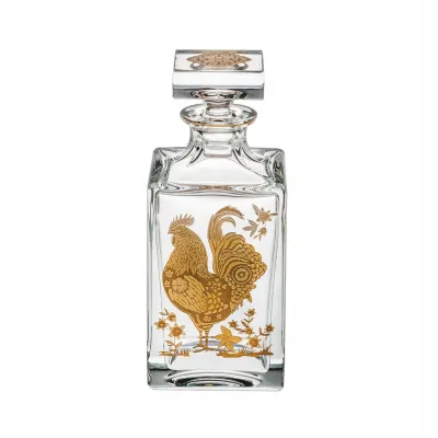 Golden Whisky Decanter With Gold Rooster