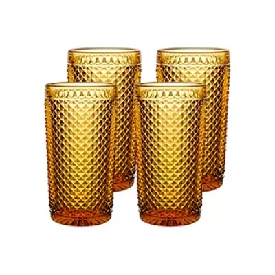 Bicos Amber Set With 4 Water Goblets
