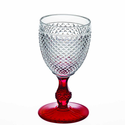Bicos Bicolor Goblet With Red Stem 6.6 H x 3.4 W in, 9.4 oz