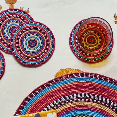 Maasai Multi 4" Round Coasters, Set Of 4