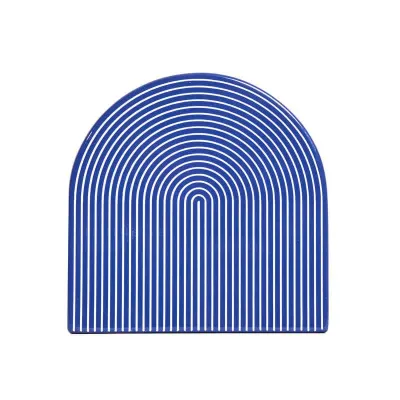 Lacquer Stripe Navy/White Stripes 3.7" Round Coasters, Set Of 4