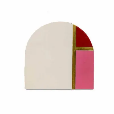 Capri Lacquer White/Pink/Red 3.7" Round Coasters, Set Of 4