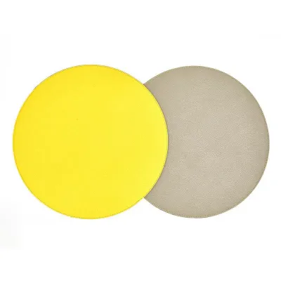 Round Reversible Yellow/Gray 15" Round Placemat