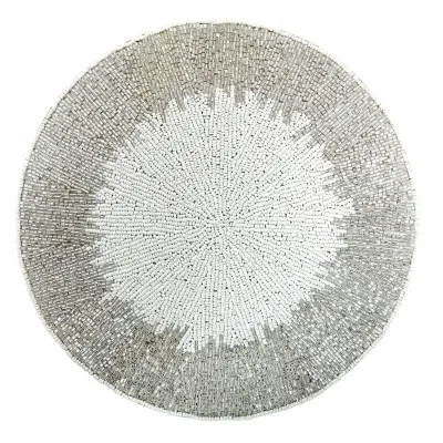 Celebration Silver/White 12" Round Placemat