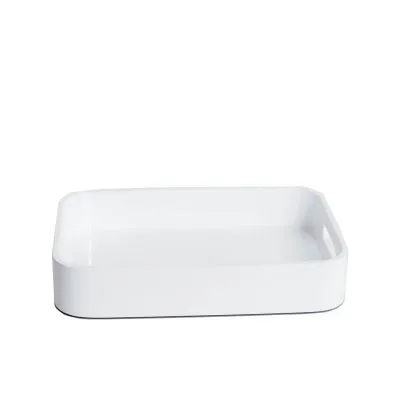 White 8" x 12" x 2" Small Lacquer Tray