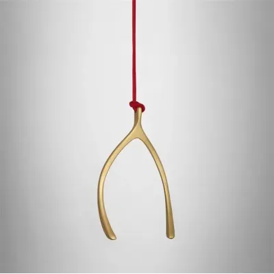 Christmas Wishbone Golden Ornament