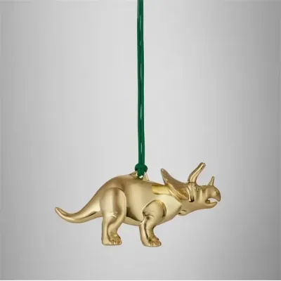 Christmas Triceratops Golden Ornament