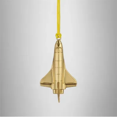 Christmas Rocketship Golden Ornament