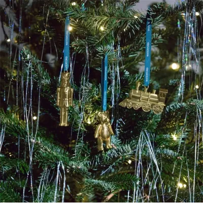 Christmas Metal Steam Train Golden Ornament
