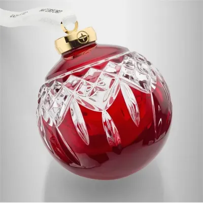 Christmas Crystal Lismore Red Bauble Ornament