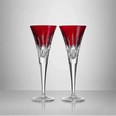 Lismore Red Toasting Flute, 170ml, Set of 2