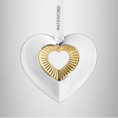 Christmas Crystal Heart with Gold Ornament
