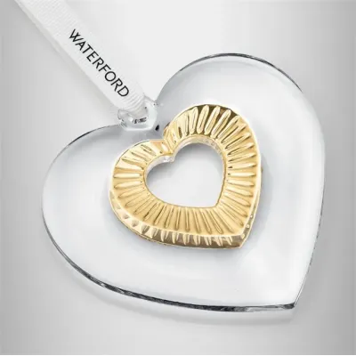 Christmas Crystal Heart with Gold Ornament