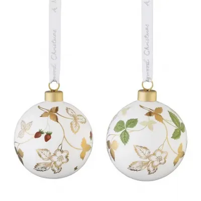 Christmas Wild Strawberry Bauble Ornament, Set of 2