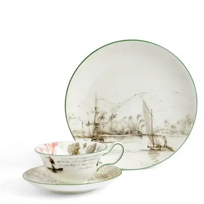 Voyage of the Beagle Darwin Tahiti Teacup Saucer Plate, 3 Pieces