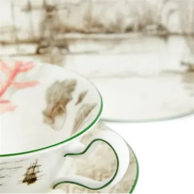 Voyage of the Beagle Darwin Tahiti Teacup Saucer Plate, 3 Pieces