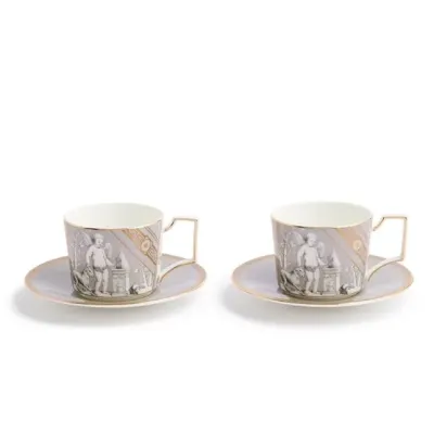 Renaissance Grey Accents Renaissance Grey Teacup Saucer 250ml 8.45oz Set of 2