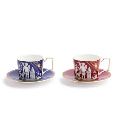Renaissance Mix Accents Renaissance Mix Teacup Saucer 250ml 8.45oz Set of 2 Gold/Red