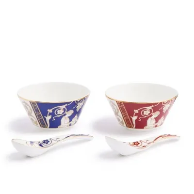 Renaissance Mix Accents Renaissance Mix Bowl & Soup Spoon Set of 2 Gold/Red
