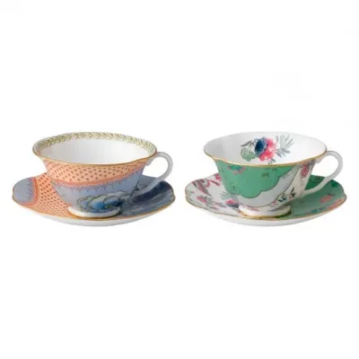 Butterfly Bloom Teacup & Saucer Set/2 (Blue Peony & Butterfly Posy)