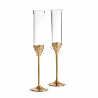 Love Knots Gold Toasting Flute Pair