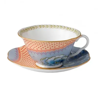 Butterfly Bloom Teacup & Saucer Set Blue Peony