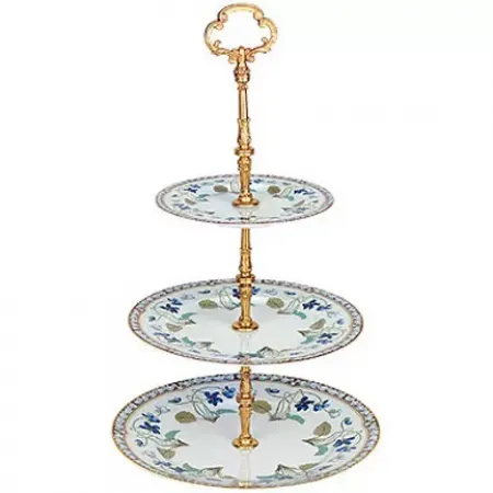 Imperatrice Eugenie Blue/Gold 3-Tier Cake Plate 26 Cm