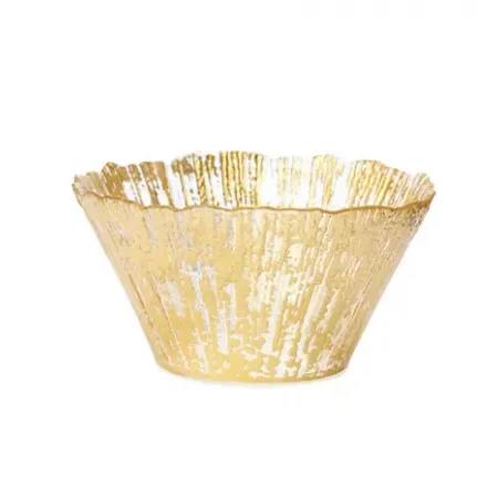 Rufolo Glass Gold Small Deep Bowl 6.5"D, 3.5" H