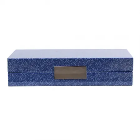 4 x 9 in Blue Shagreen Silver Small Storage Box